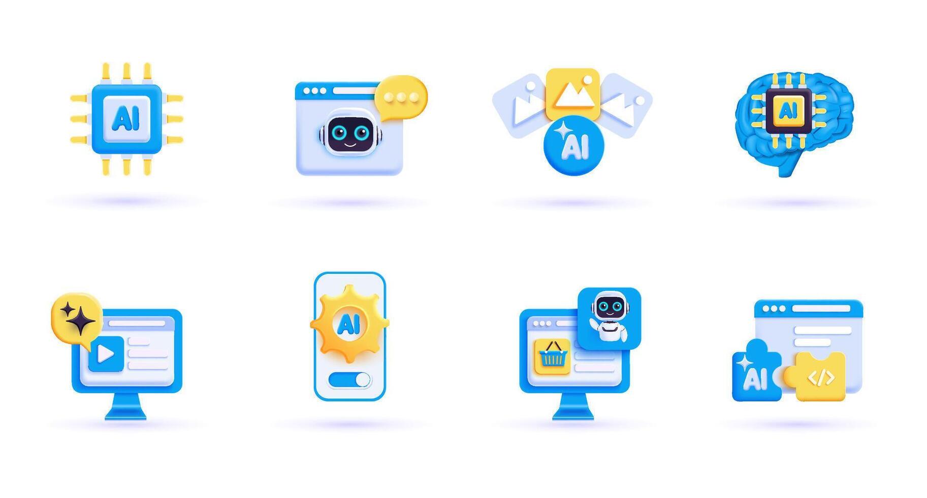 Icons representing artificial intelligence technology vector