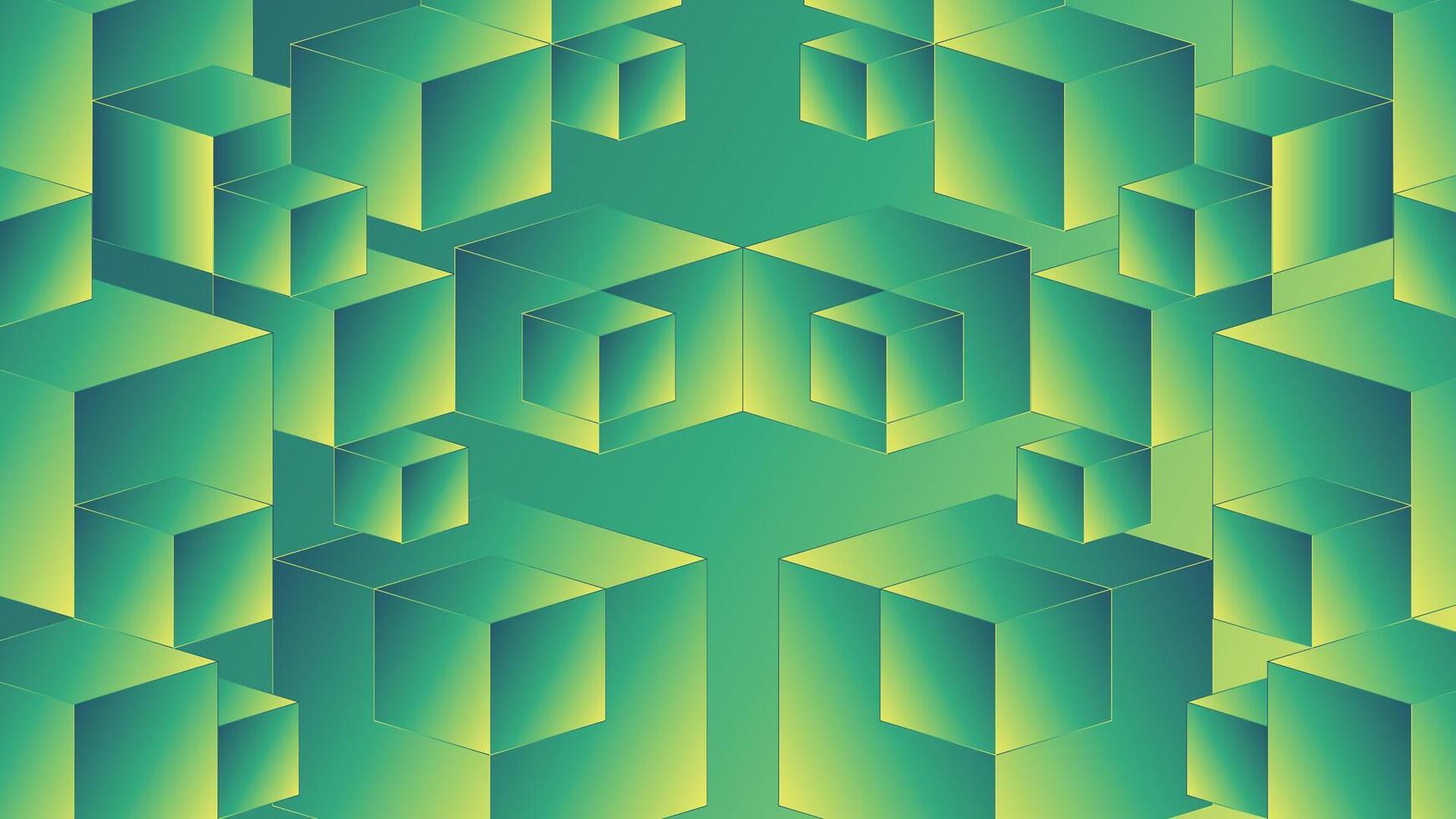 Abstract 3D cube background featuring geometric blocks with green gradient shades, perfect for digital artwork, posters, presentations, wallpapers, and creative design projects vector