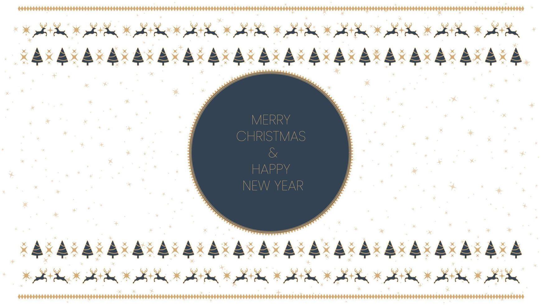 Minimalist Merry Christmas and Happy New Year Background with Reindeer and Tree Pattern vector