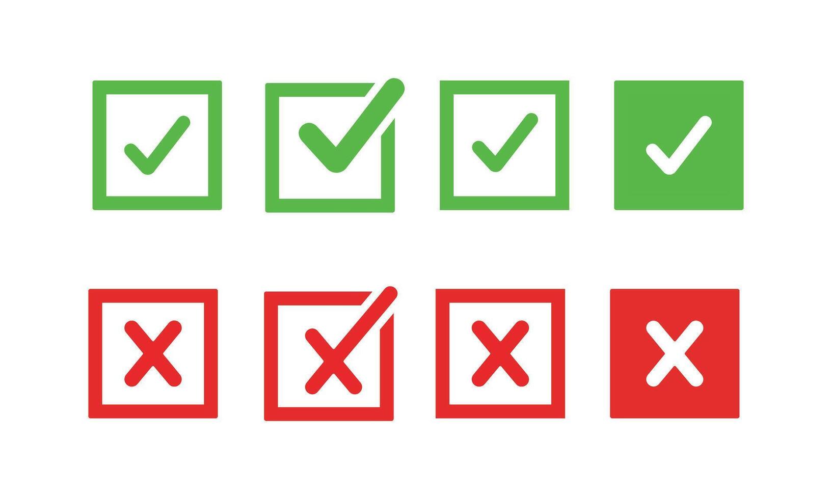 Decision Button Icons Set Check Mark and Cross Mark for Approval and Rejection vector