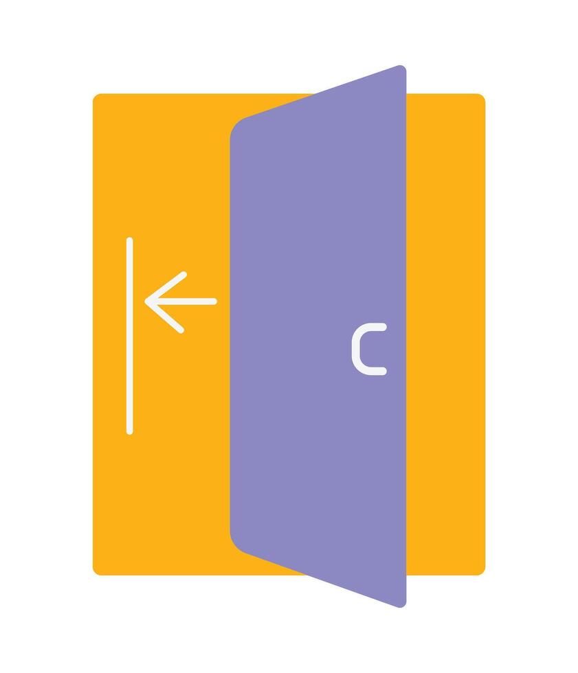 Enter or login icon with an open door and arrow. Modern flat illustration for user interface, website button, or access concepts. vector