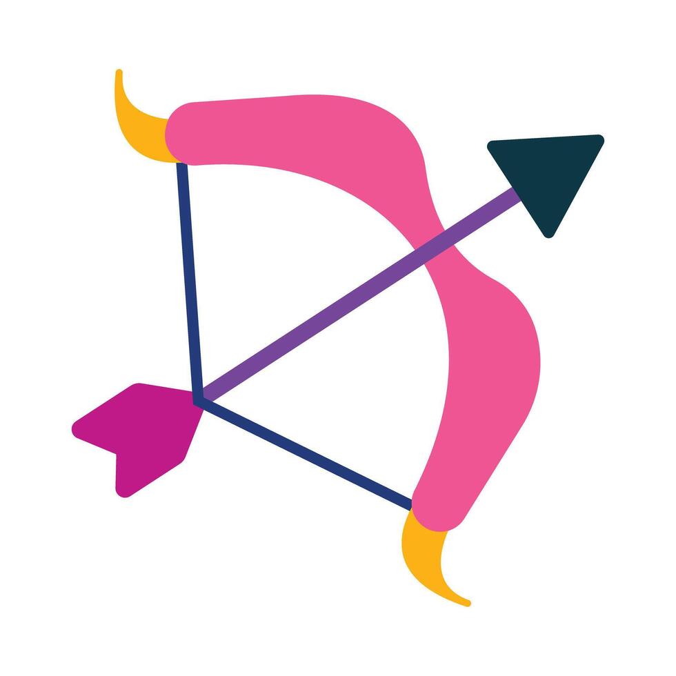 Bow and arrow icon for targeting goals and objectives. Colorful flat graphic for concepts of aim, precision, and business strategy. vector