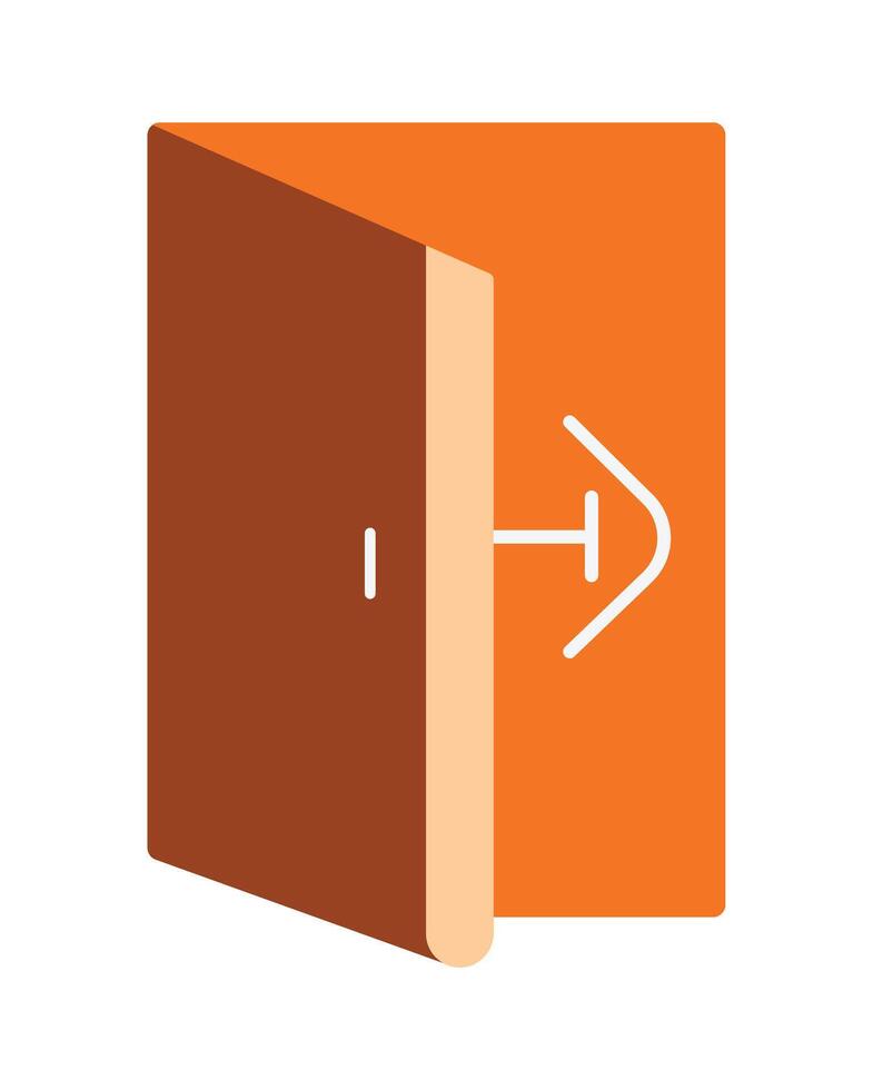 Exit or logout icon with an open door and arrow. Modern flat illustration for user interface, website button, or departure concepts. vector