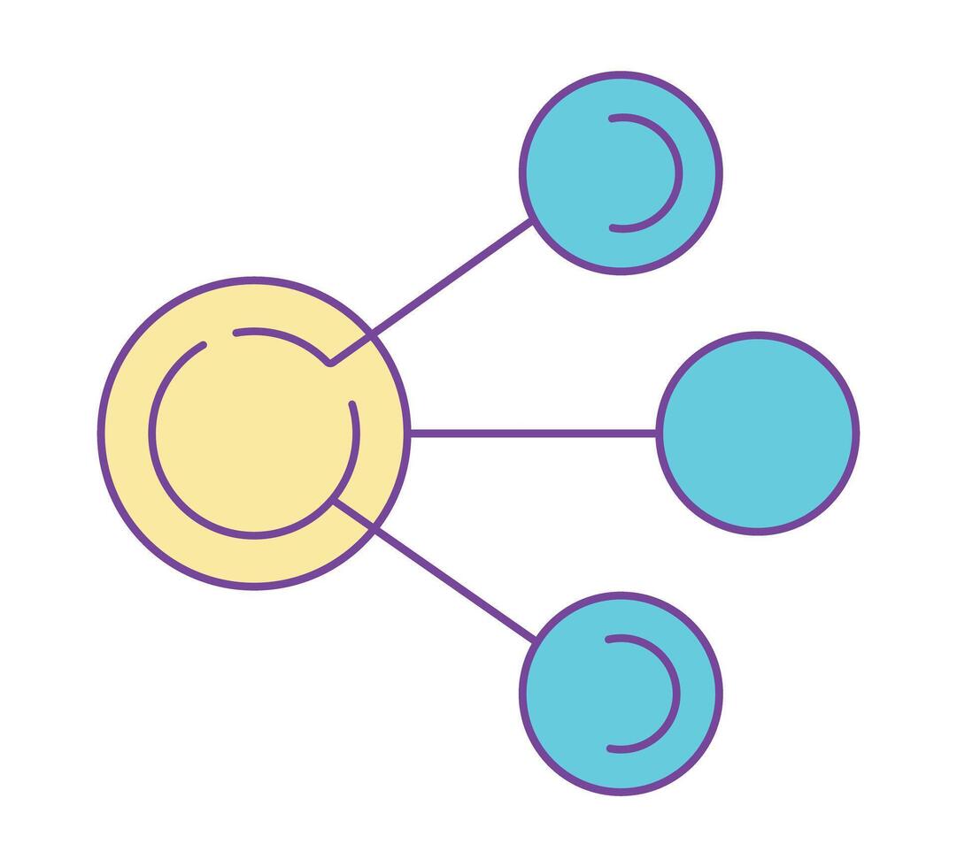 Network connection or share icon with a central hub. Modern line art for communication, social media, and technology concepts. vector