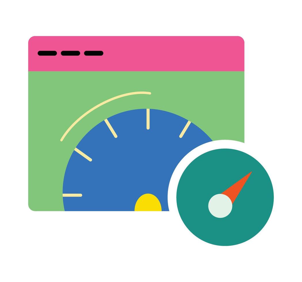 Website speed and performance icon. A modern flat illustration with a browser and speedometer for loading time and SEO optimization. vector