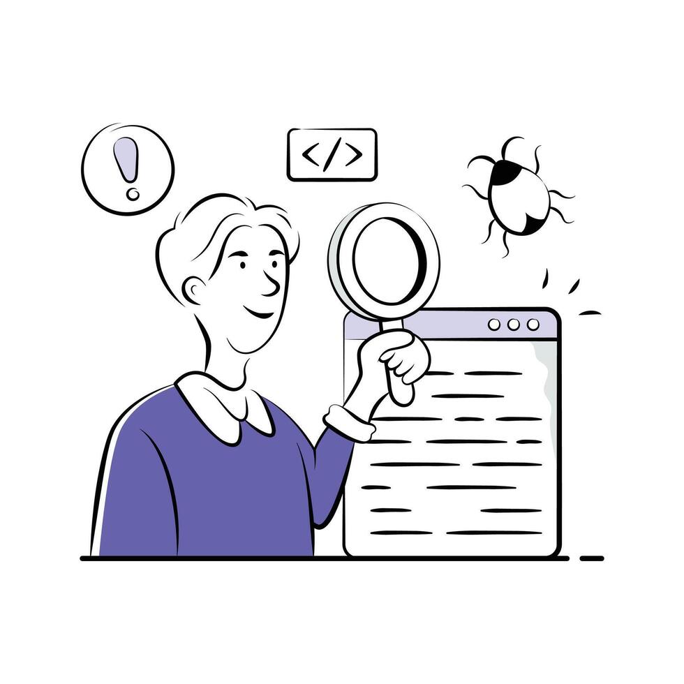 Take a look at this creative illustration of software debugging, error fixing vector