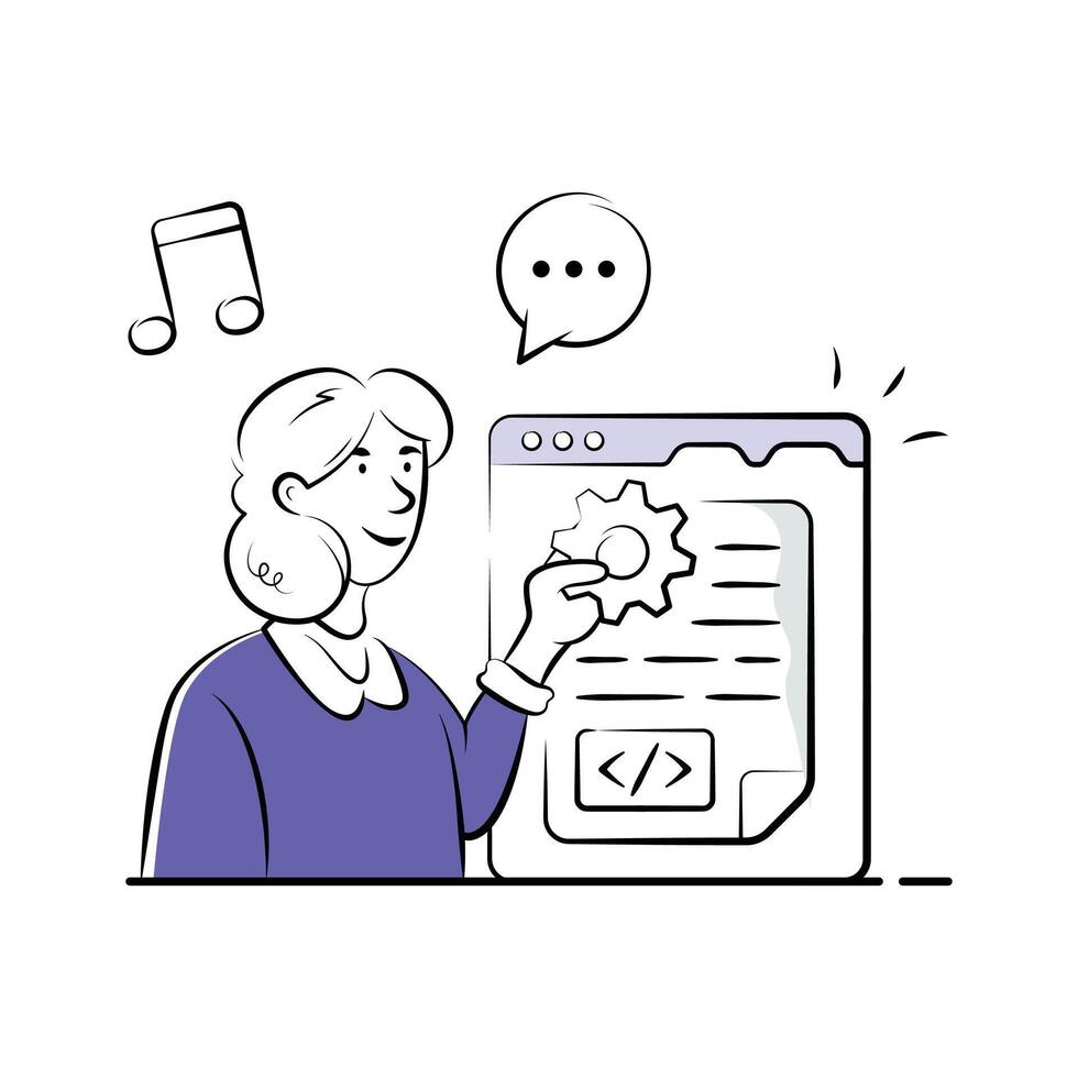 Developer testing scripts for website performance and coding accuracy. vector