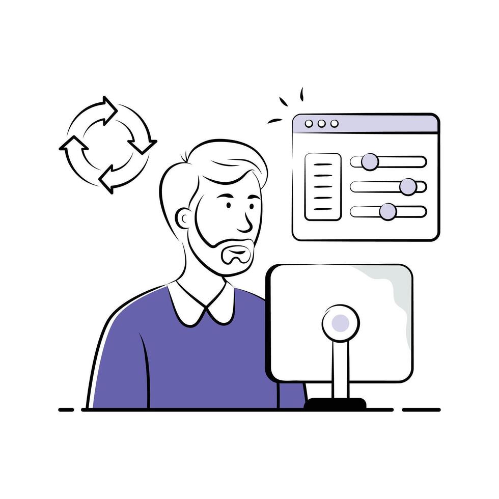 Website Optimization Illustration with Developer and Speed Performance Tools vector