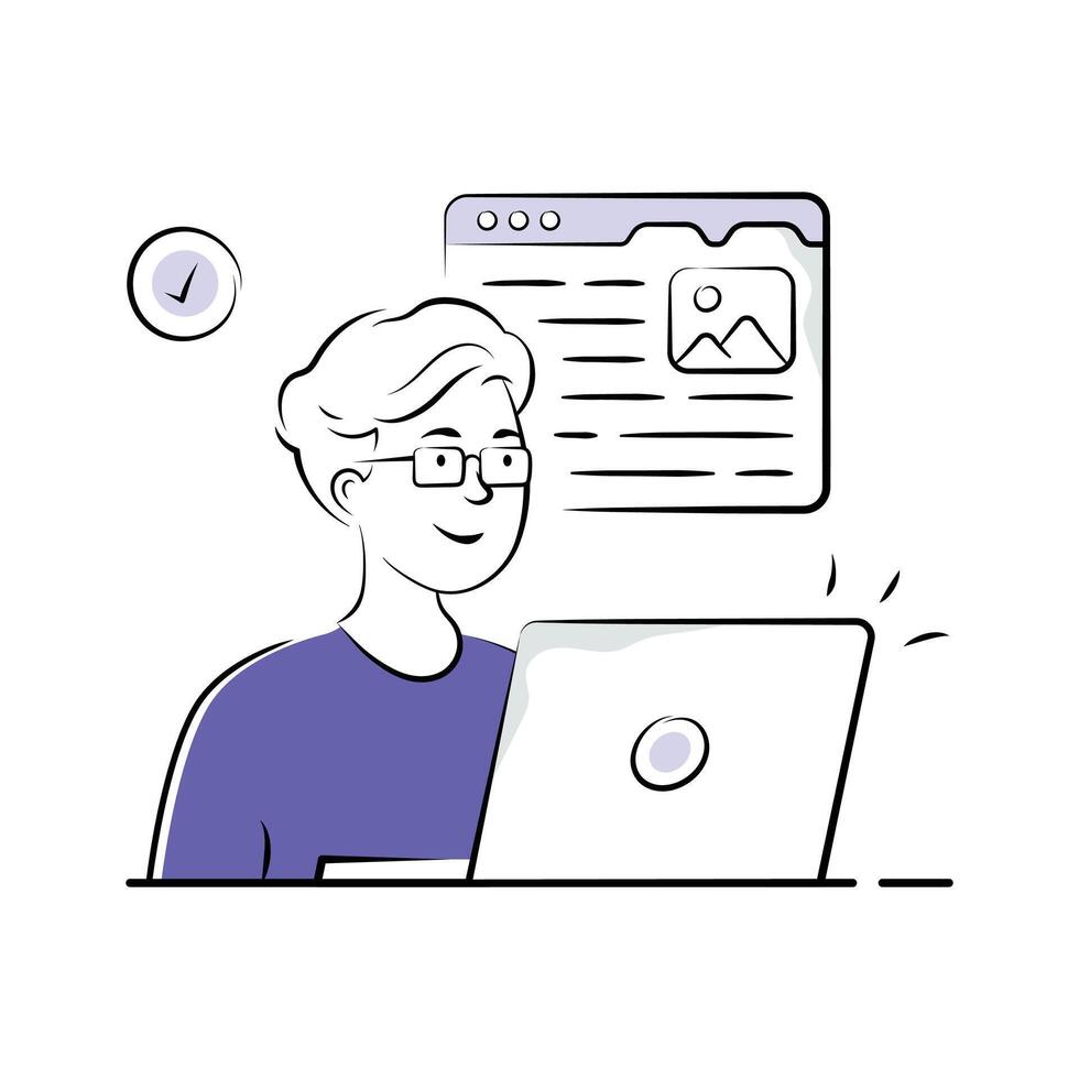 Well designed hand drawn illustration of web programming in modern style vector