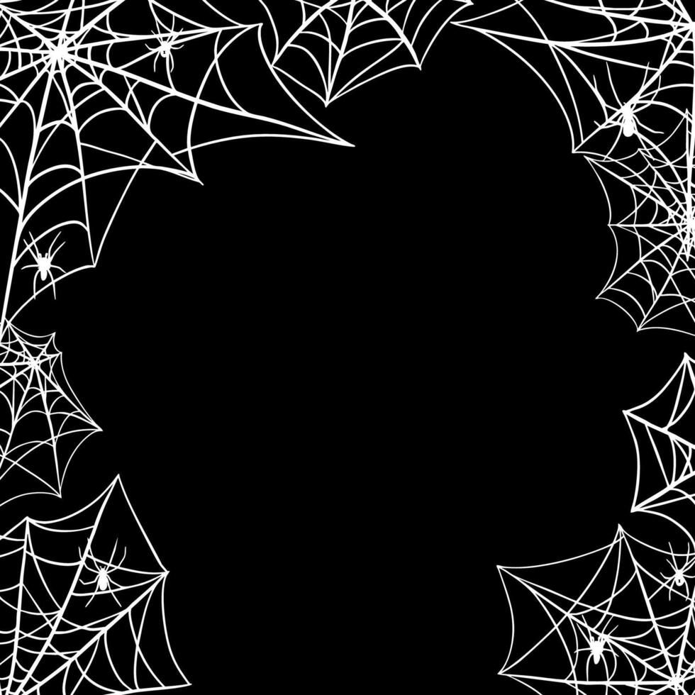 Halloween themed background with cobweb border vector
