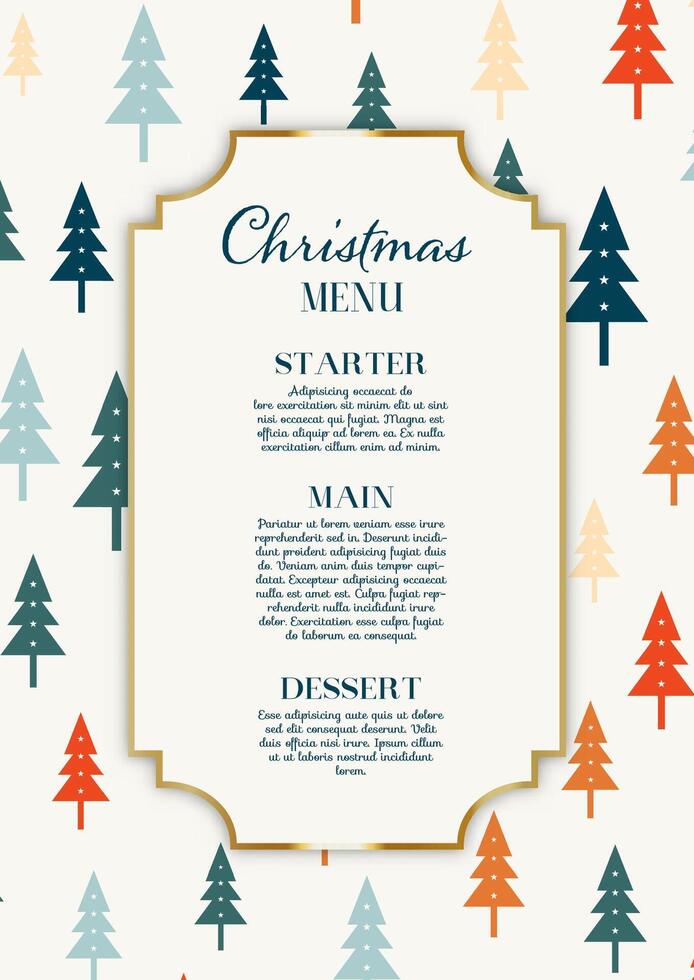 Christmas menu with a modern abstract tree pattern design vector
