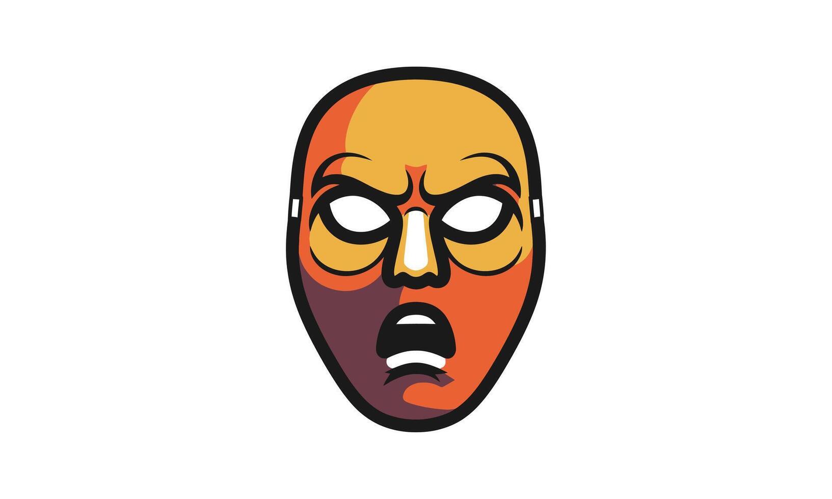 An orange and yellow mask with a face vector