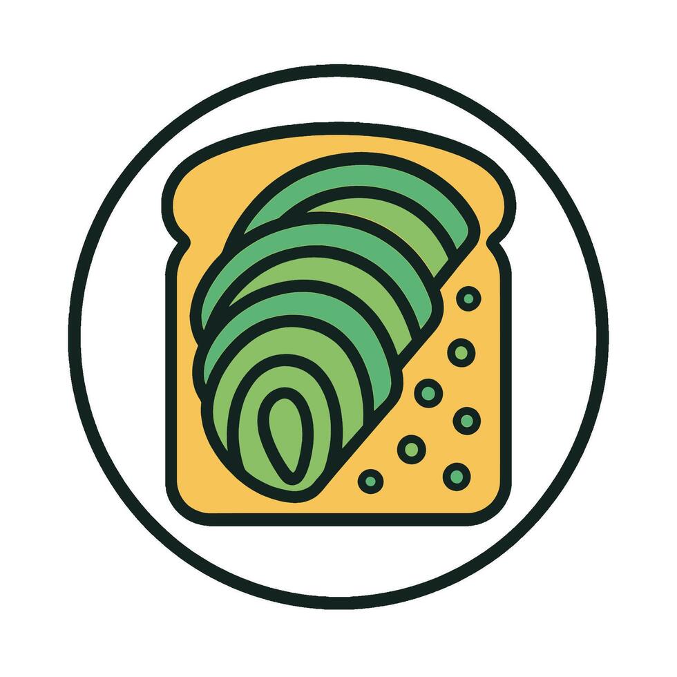 Avocado Toast Icon with Sliced Avocado on Bread. vector