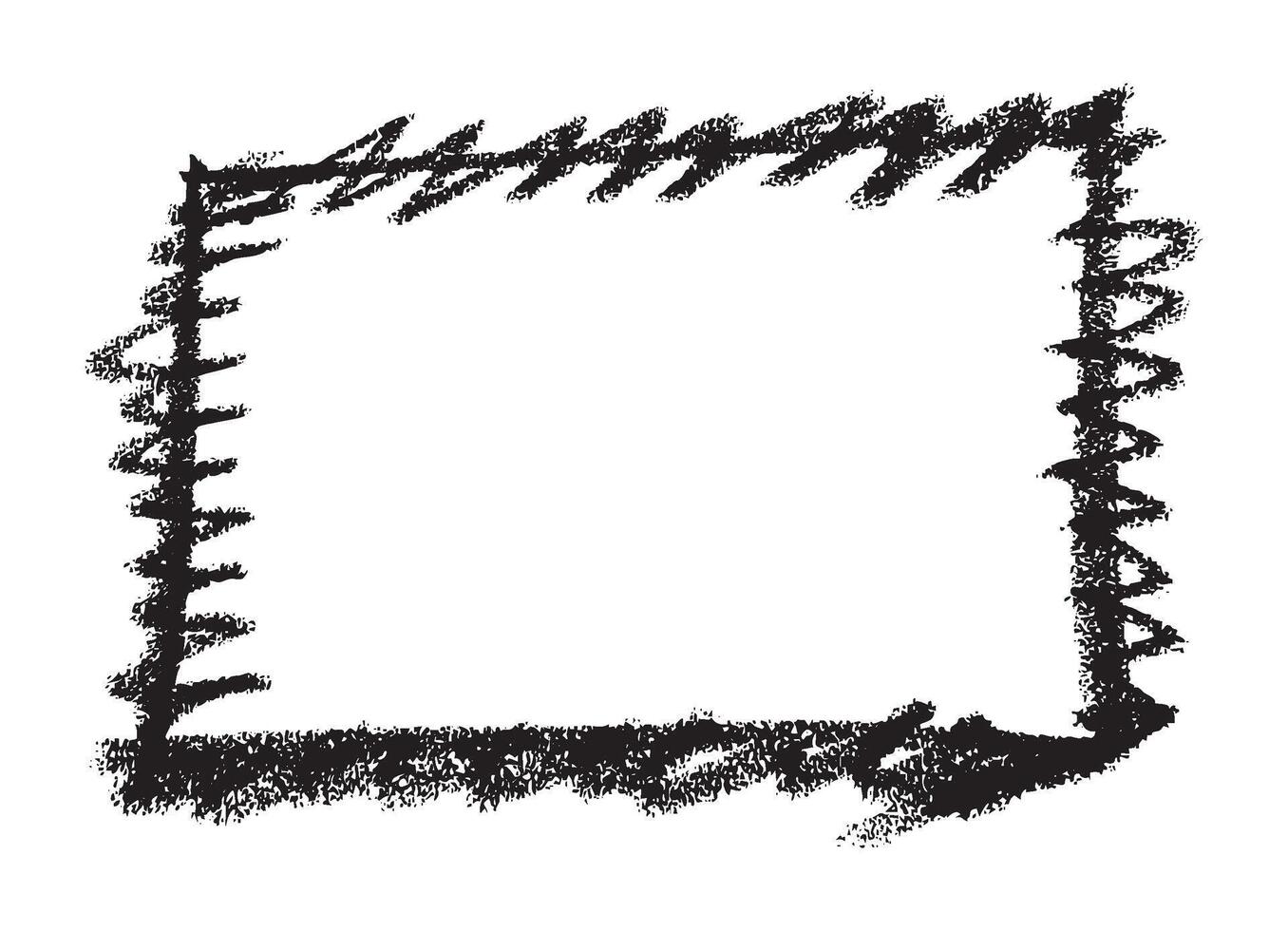 Black charcoal sketch border illustration. Artistic messy rectangle element isolated on a white background. vector