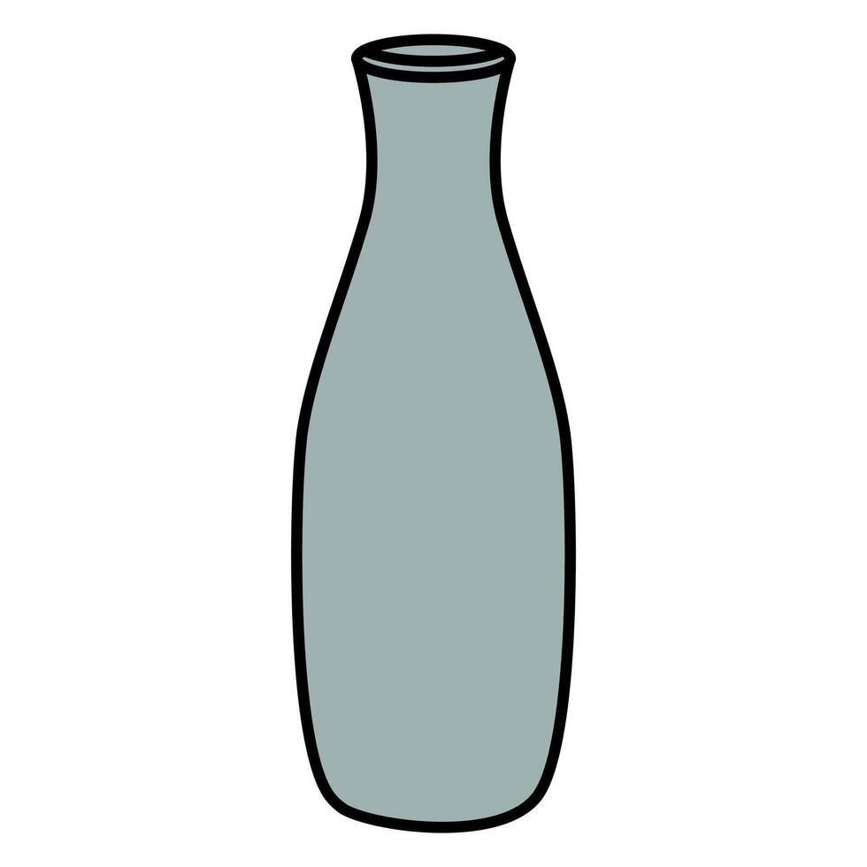 Three simple bottle illustrations with different color variations. From left to right, the bottles show a plain white, black, and gray tone vector
