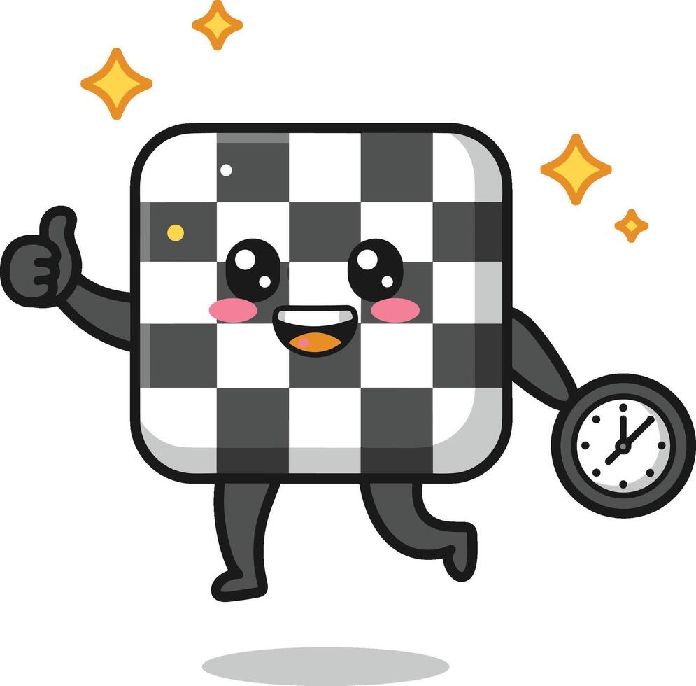 A cartoon character of a square with a clock vector