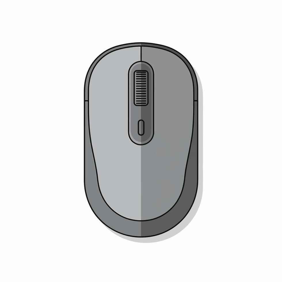 A Top Down View of a Wireless Computer Mouse with a Scroll Wheel and Buttons vector