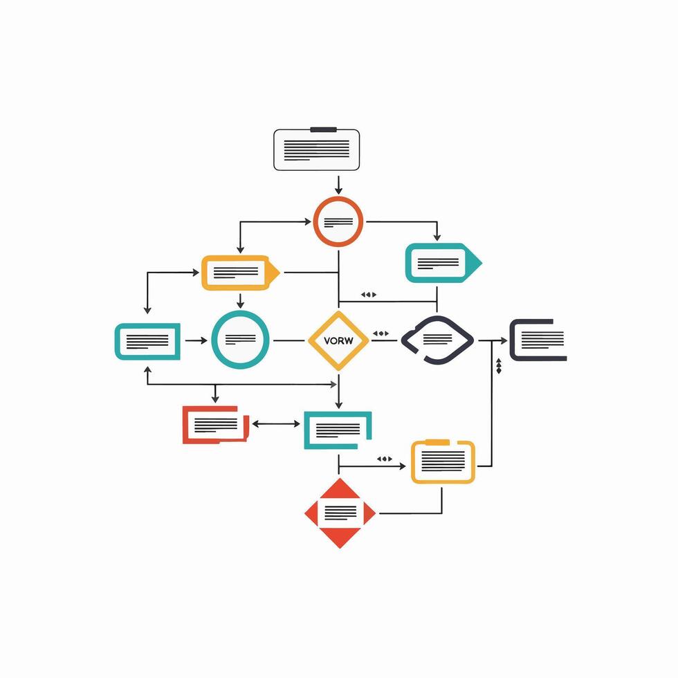 Visual Representation of a Decision Making Process and Algorithmic Logic Flowcharts vector