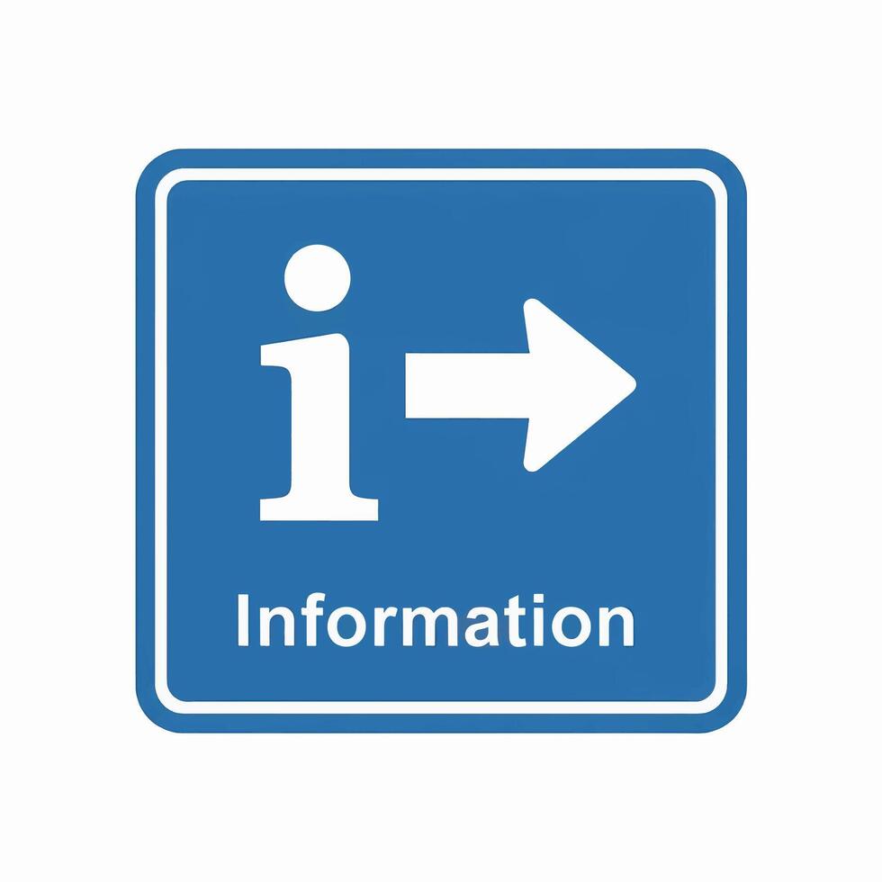 Information sign with a white arrow indicating the direction to follow for guidance and services vector