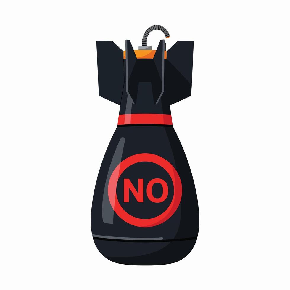 A stark black bomb with a red circle and NO inside symbolizing danger or the concept of negativity vector