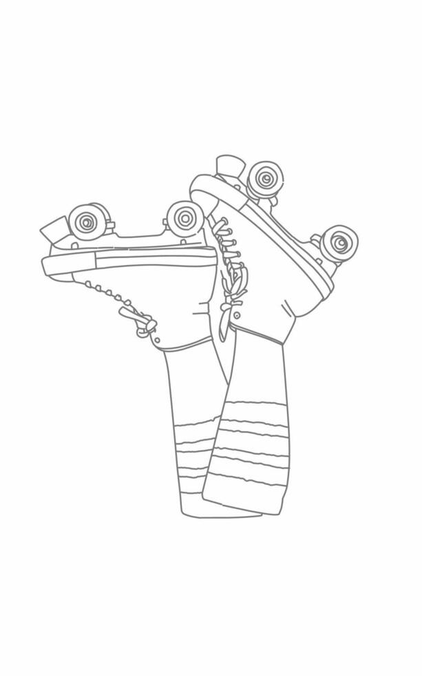 roller skates and socks in reverse position on white background vector