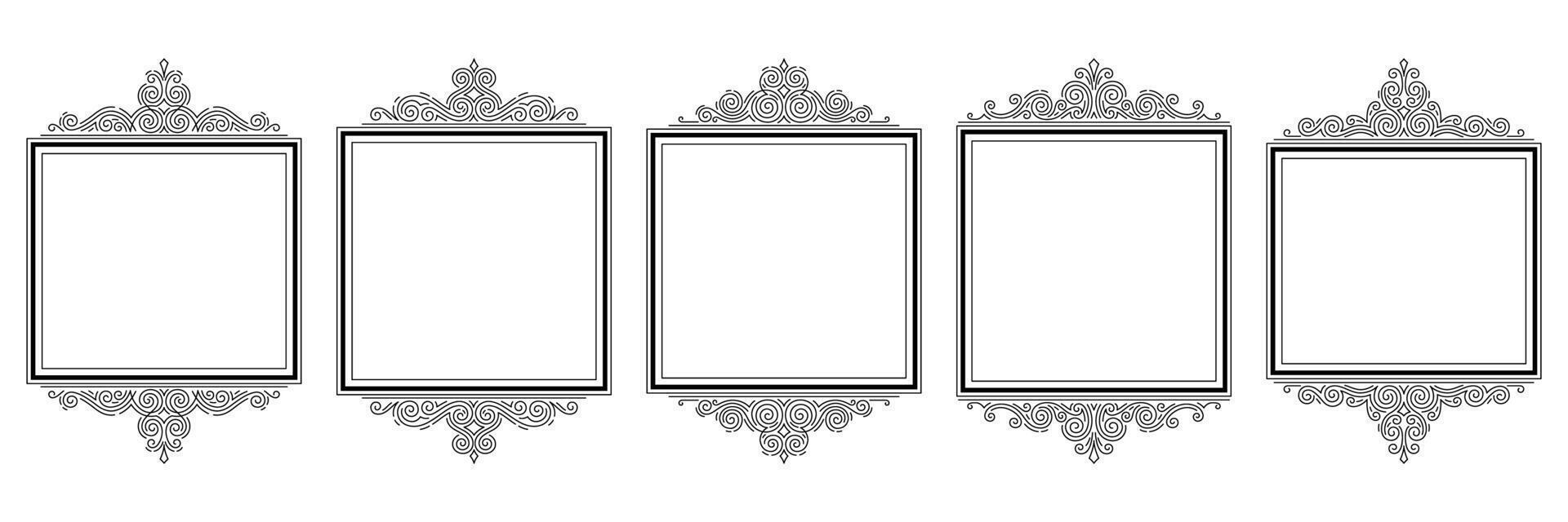 Set of line curl frames. Modern decorative linear backgrounds. vector