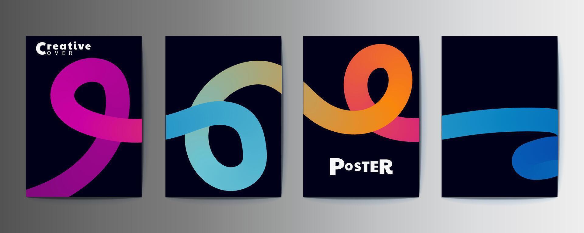 Modern abstract background with colorful ribbon element for cover template design vector