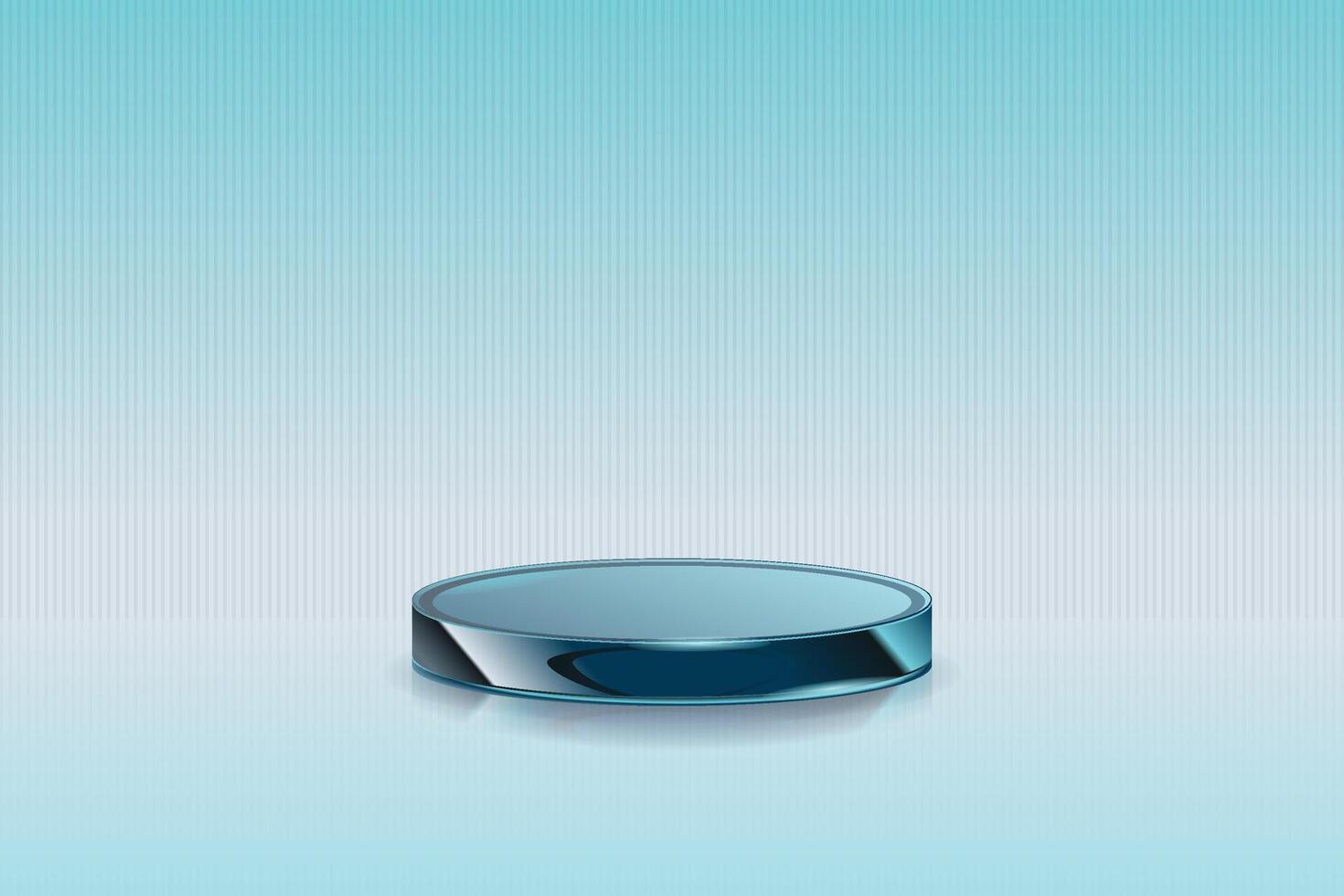 Transparent glass podium with abstract art objects. Stand to show products with copy space. Banner size. Website cover template. 3D rendering vector