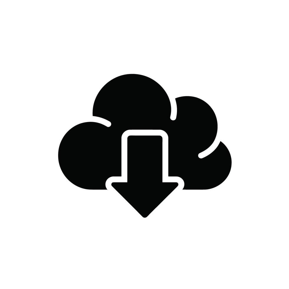 Cloud Download Icon Representing Data Transfer and Digital Storage Technology System Connection vector
