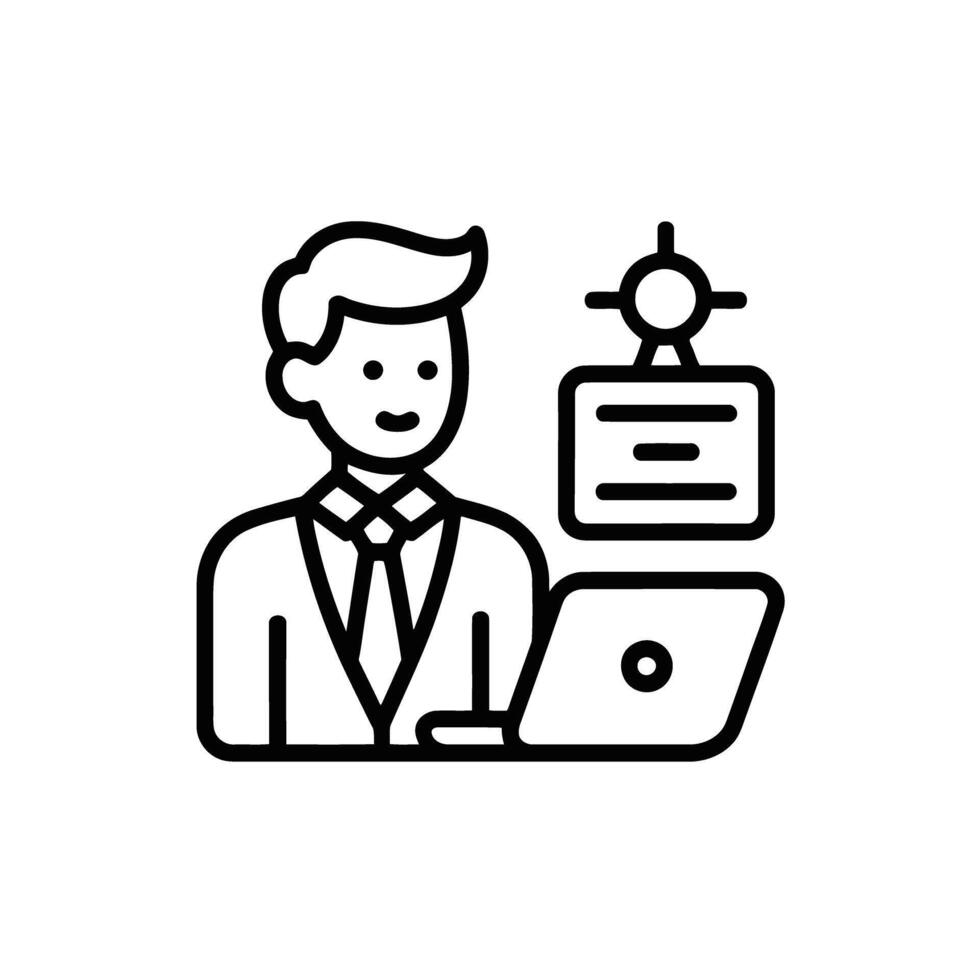 Professional man working on his laptop with data representation and analysis concept vector