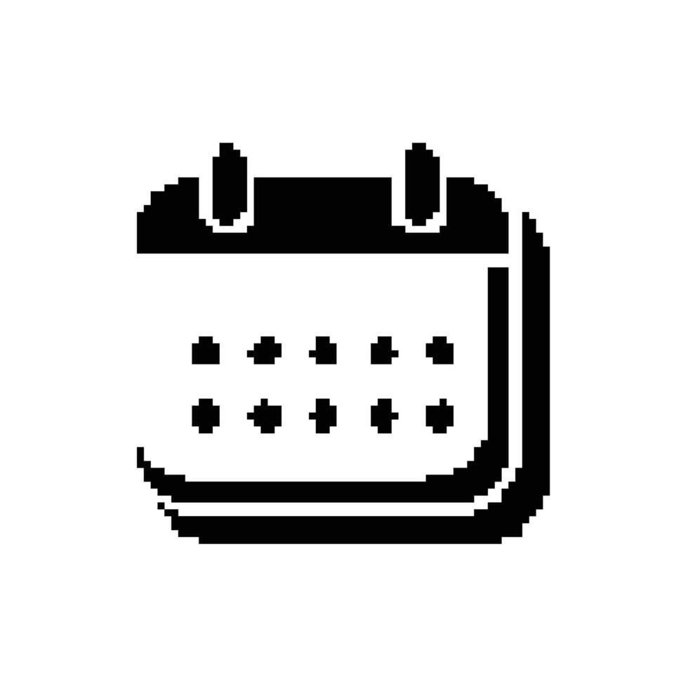 Pixel Art Calendar Icon Design for Reminders and Scheduling Purposes with Black and White Theme vector