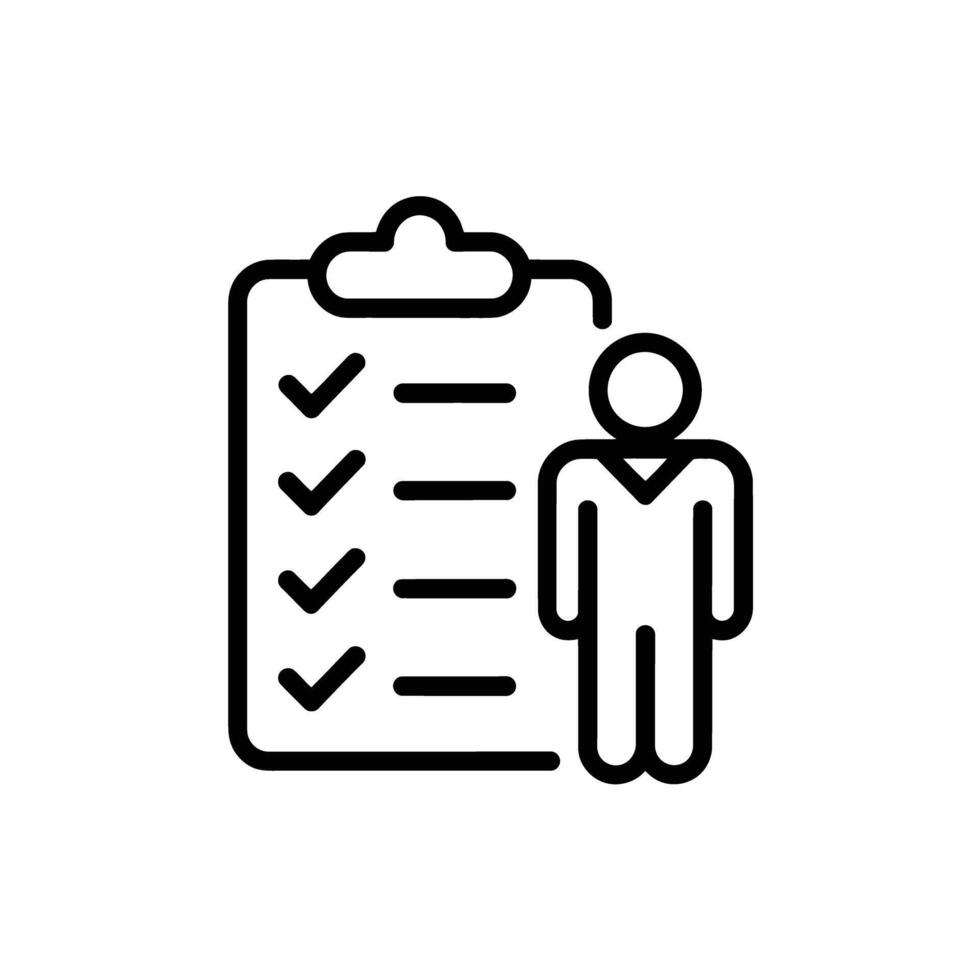 Human resources checklist icon in linear style with a minimalistic design approach vector