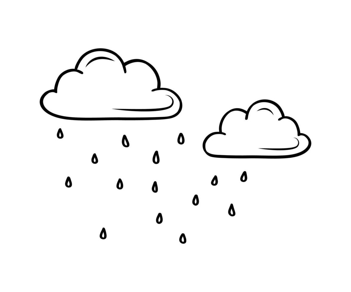 Illustration of rain clouds and rain is a minimalistic illustration, a simple transparent graphic element.Isolated on a white background. illustration vector