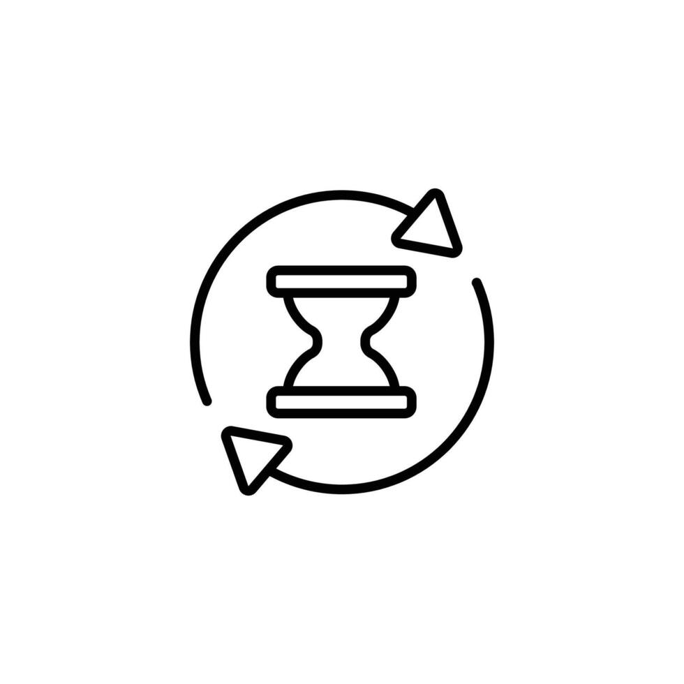 Anti aging hourglass icon. Simple outline style. Standby waiting slow time, age, wait, long, process, fast, hourglass, sandglass, repeat concept. Thin line symbol. Isolated design vector