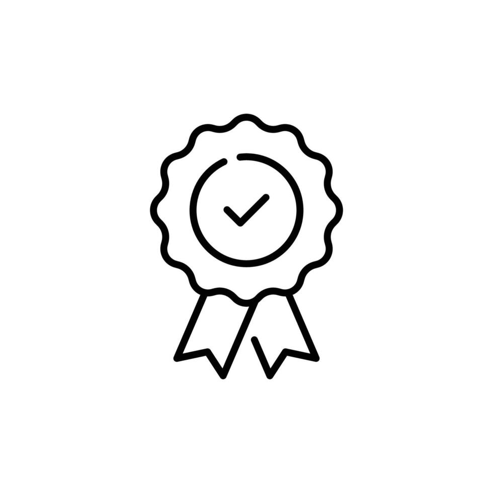 Checklist badge icon. Simple outline style. Certificate or certification approval, award, guarantee, first, check, label, achievement concept. Thin line symbol. Isolated design vector