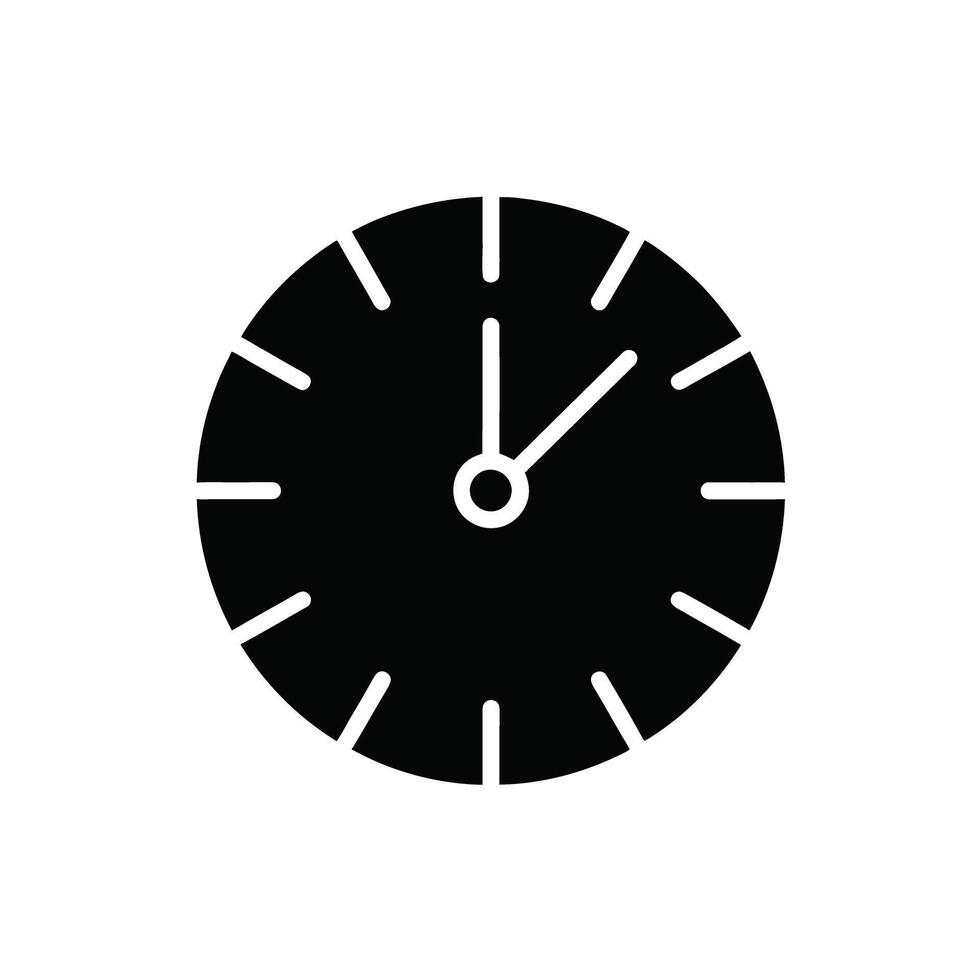 Clock icon showing eleven o five in black and white design element vector