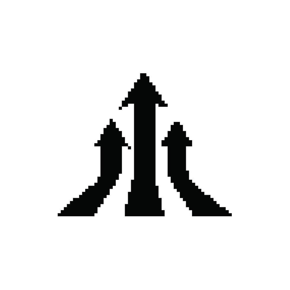 Pixelated arrows pointing upwards representing growth progress and unified direction in business strategy vector