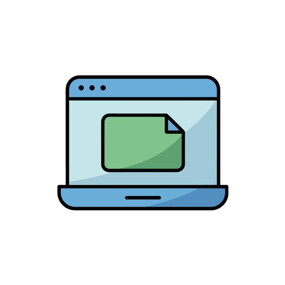 Laptop computer graphic with document icon in screen for software technology concept vector