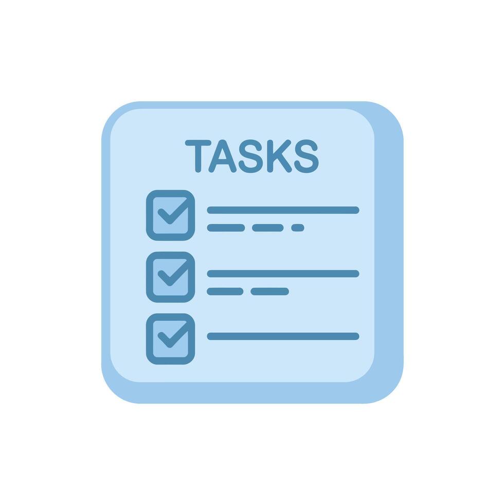 Blue tasks list icon with check marks symbolizing project management and organization vector