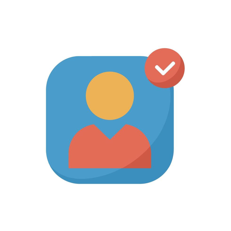 User profile picture icon illustration with a check mark for approved account vector