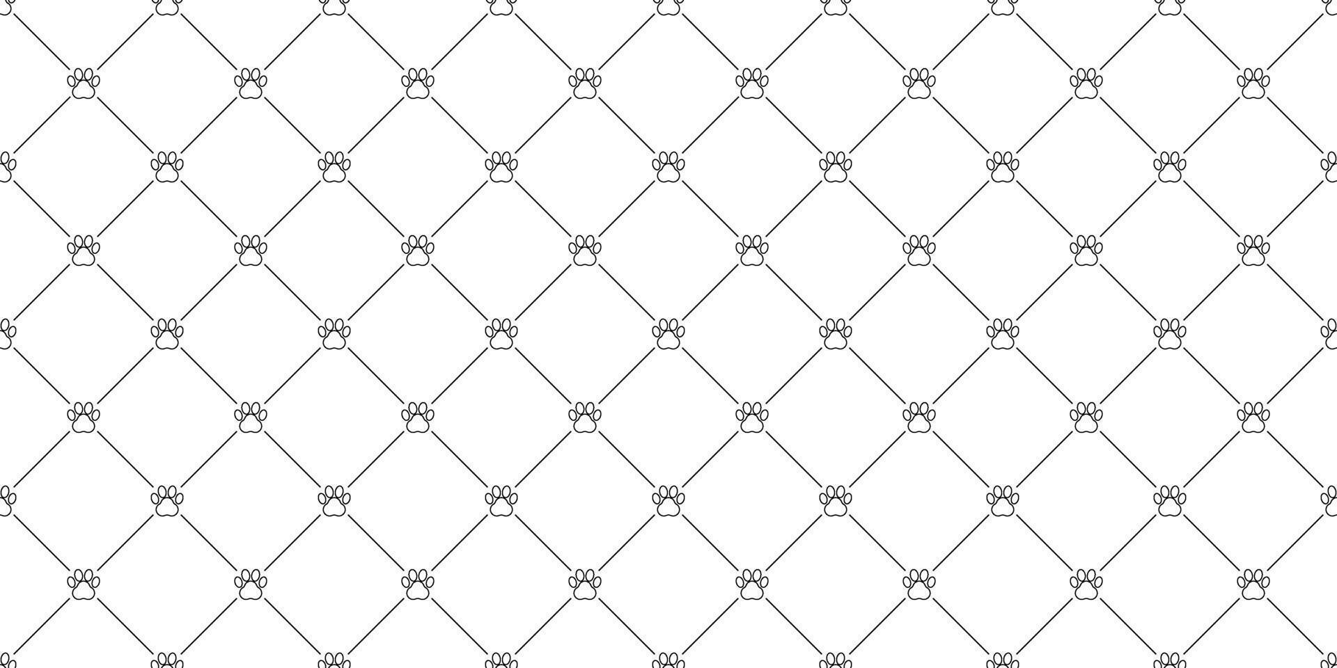 Seamless pattern with simple paw print line art vector