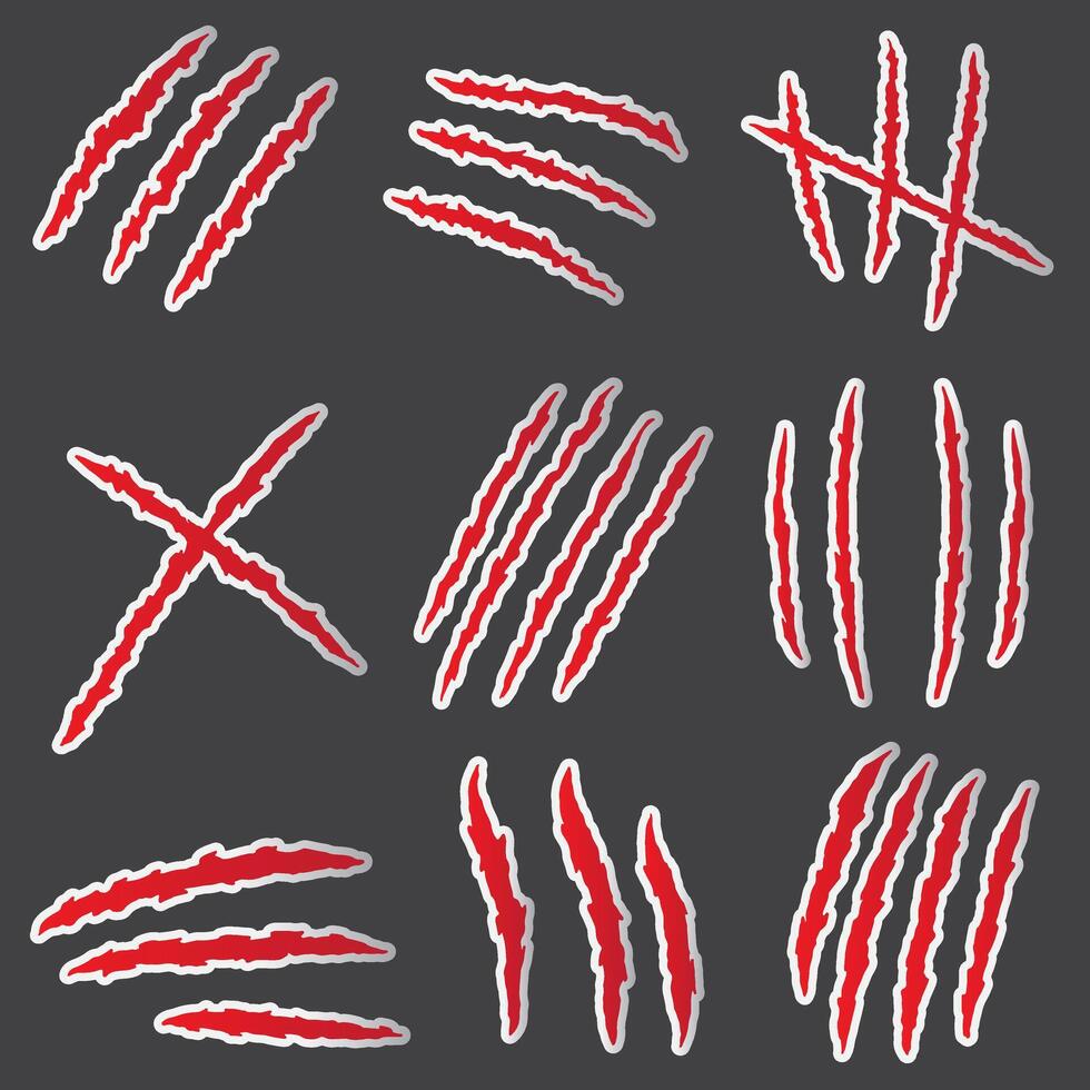 set of scratch claw good for sticker, badge, element design, decals, etc vector