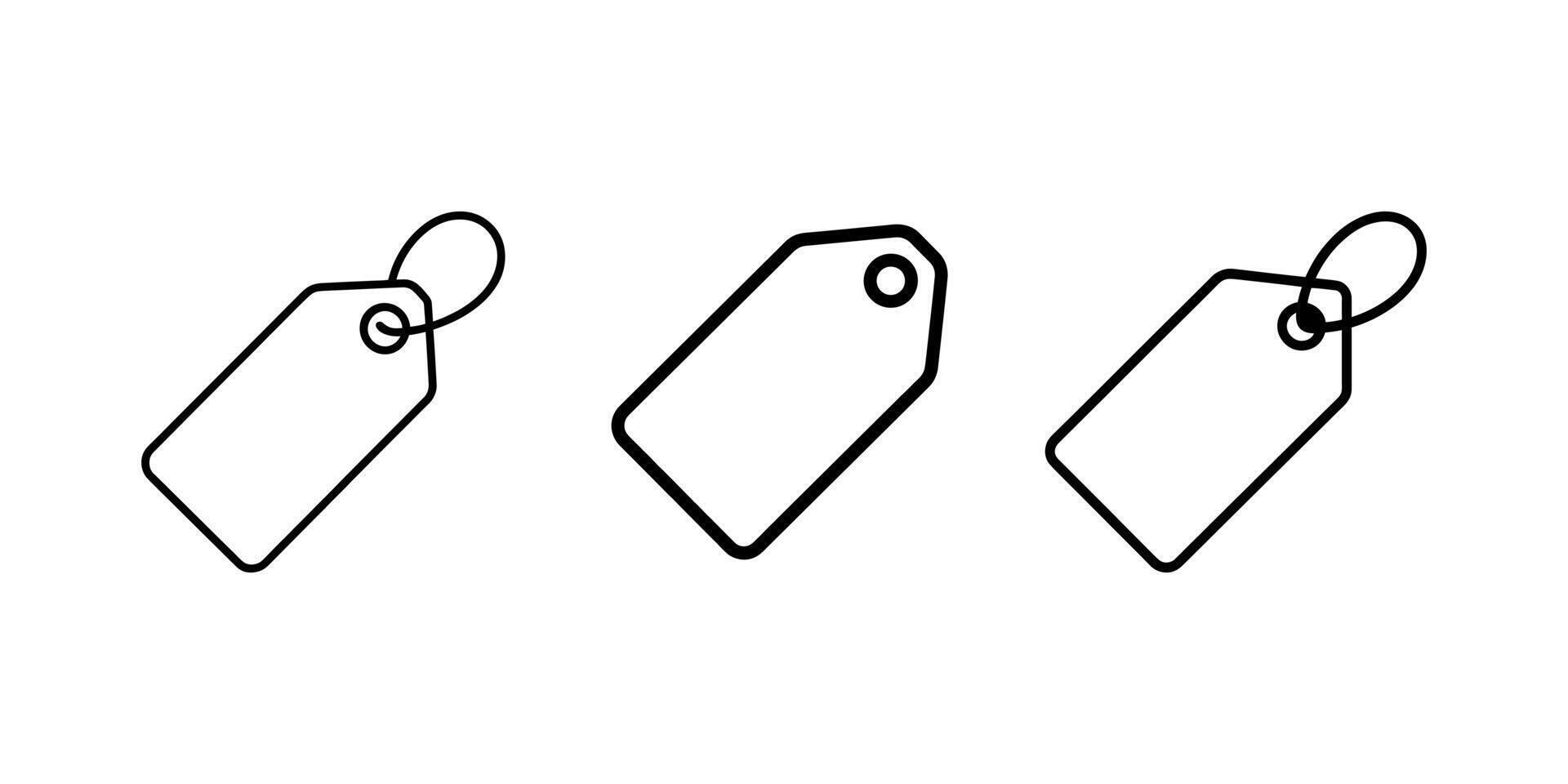 Three different outline styles of price tags with loop on white background vector