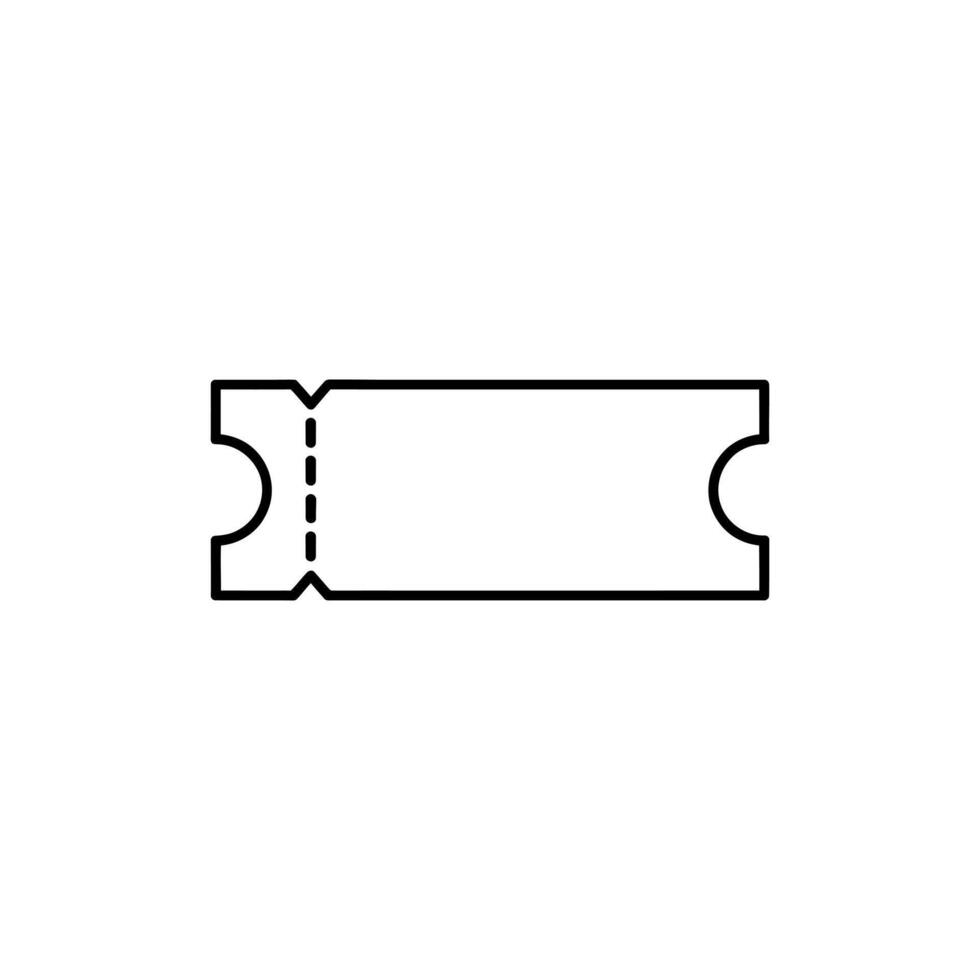 Simple outline of a rectangular ticket stub with dashed perforation on white background vector