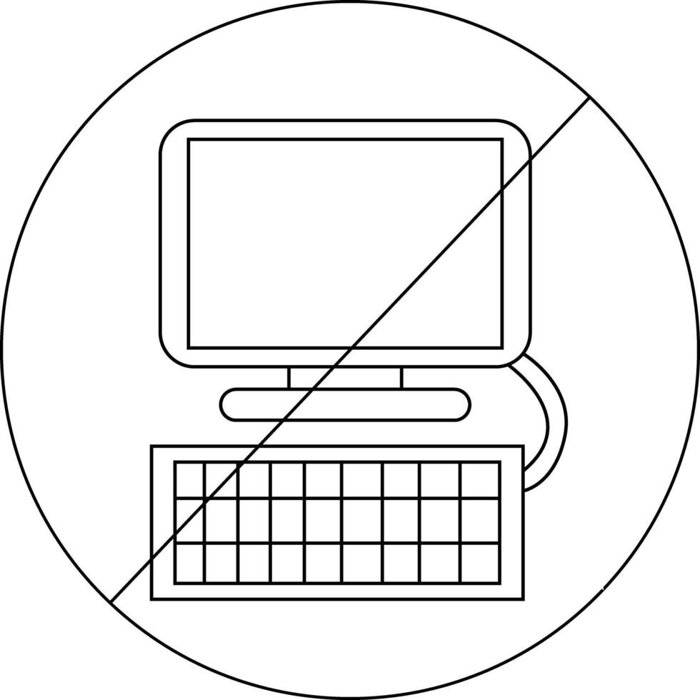sketch of prohibited icon and computer and keyboard icon vector