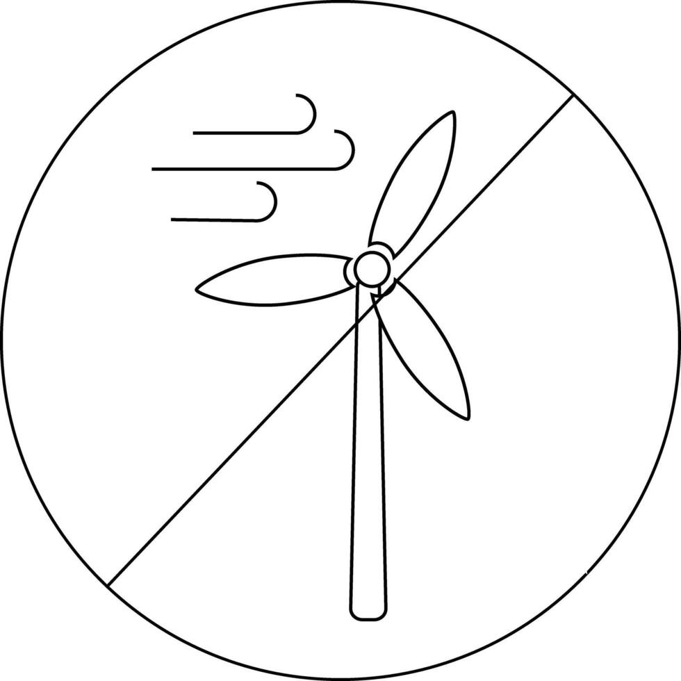sketch of prohibited icon and windmill icon blowing in the wind vector