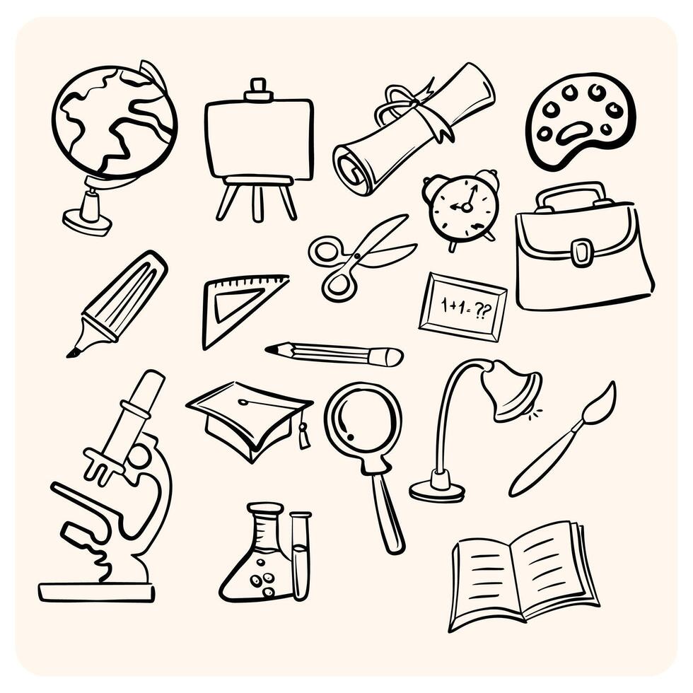 Collection of educational tools and supplies vector