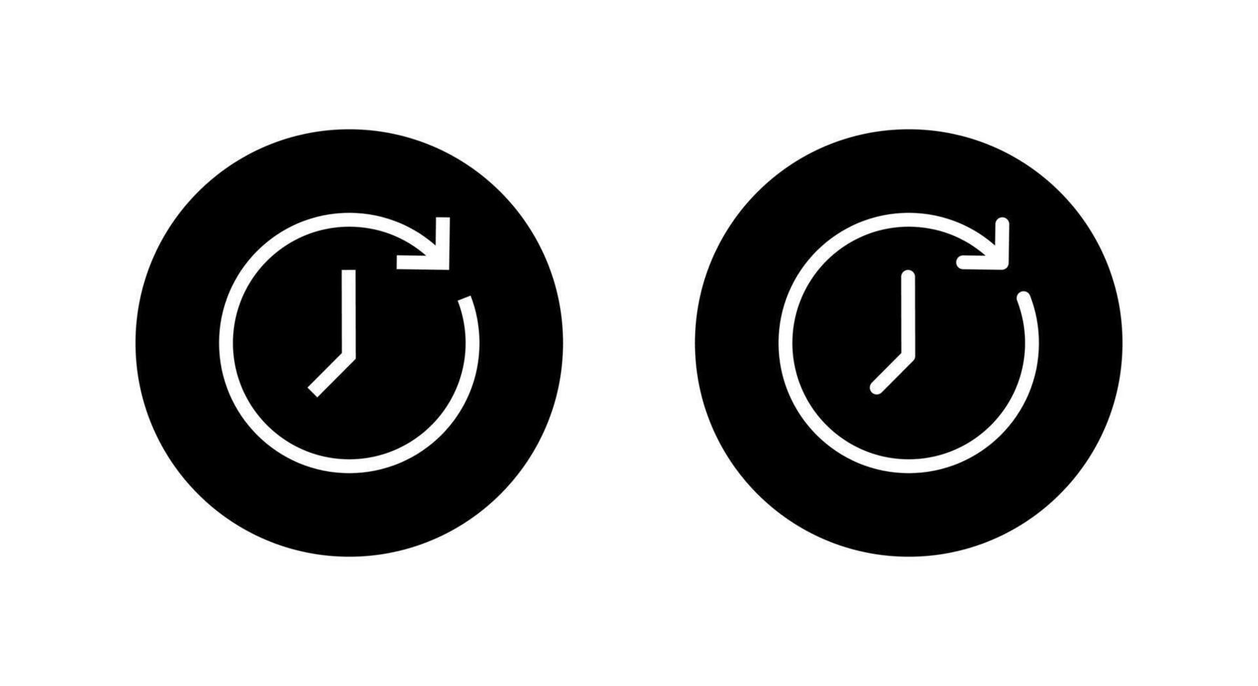 History and recent activity icon in black circle. Clock with circular arrow refresh vector