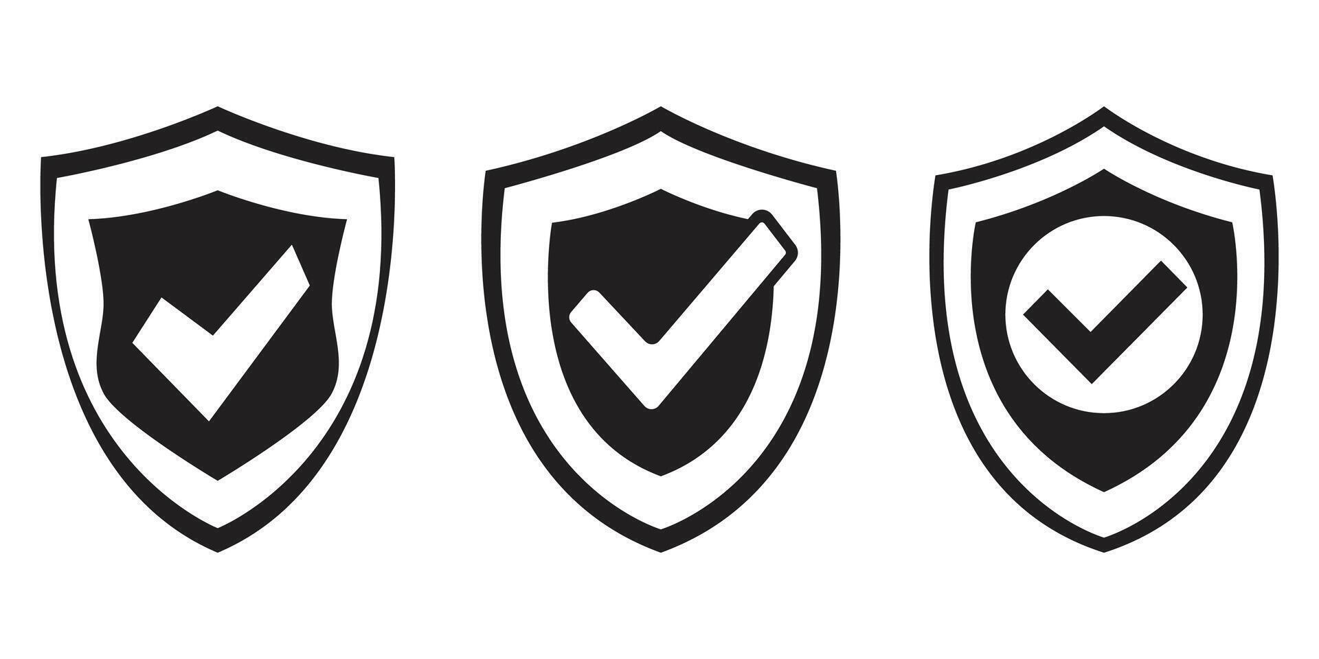 Secure shield icon with check mark symbol silhouette collection vector
