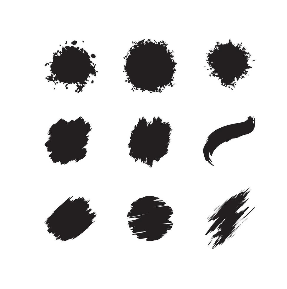 Brush stroke design collection with multiple pieces of artistic paint effects suitable for creative backgrounds, textures, and abstract art use vector